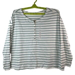 New Old Navy Plus Sz 4X Loose Mariner-Stripe Long-Sleeve Henley T-Shirt NWOT